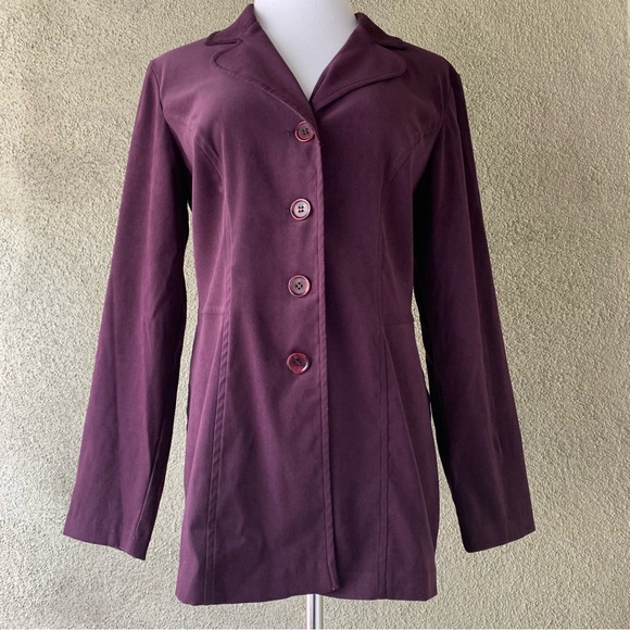 🔥5/$20🔥 “Dress Barn” Purple Fitted Sueded Jacket size 10 - Picture 2 of 11